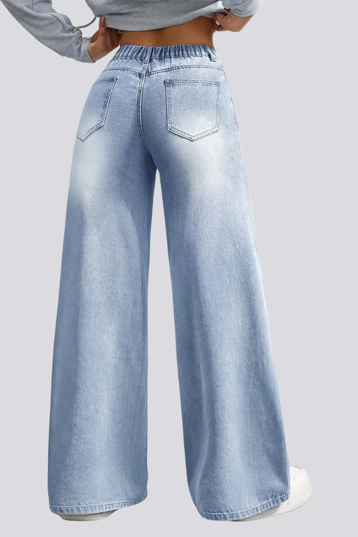 Ahha | Women's Jeans | Wide-Leg Button Closure Front Pockets