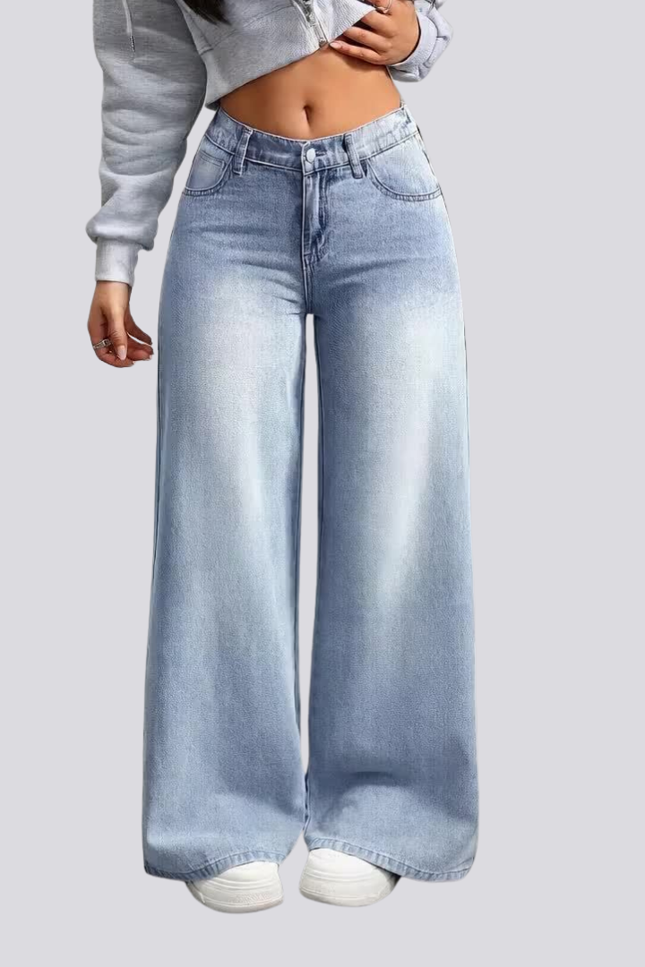 Ahha | Women's Jeans | Wide-Leg Button Closure Front Pockets
