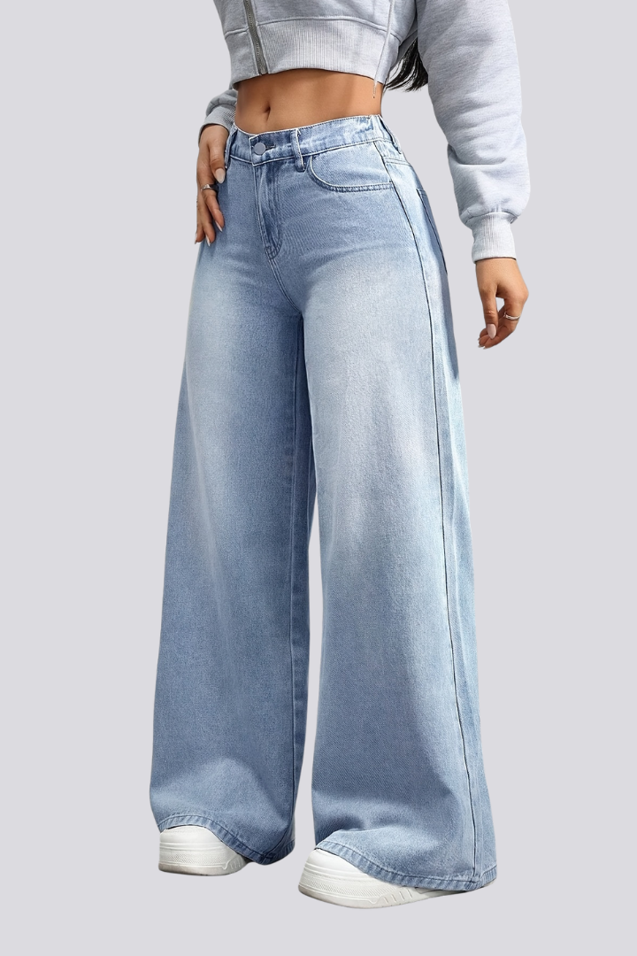 Ahha | Women's Jeans | Wide-Leg Button Closure Front Pockets