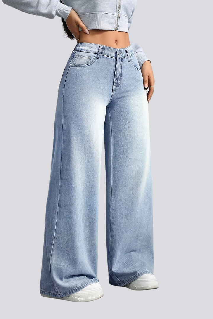 Ahha | Women's Jeans | Wide-Leg Button Closure Front Pockets