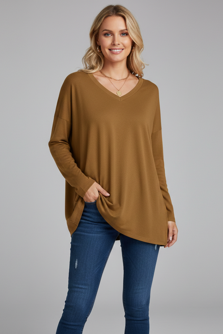Emmi | Women's Top | V-Neckline Long Sleeves