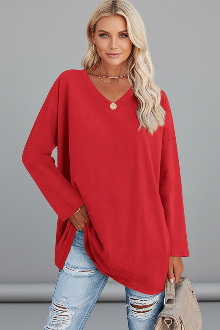 Emmi | Women's Top | V-Neckline Long Sleeves