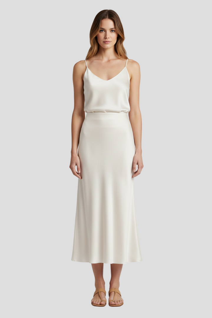 Nova | Women's Midi Skirt | High Waist Draped Cut