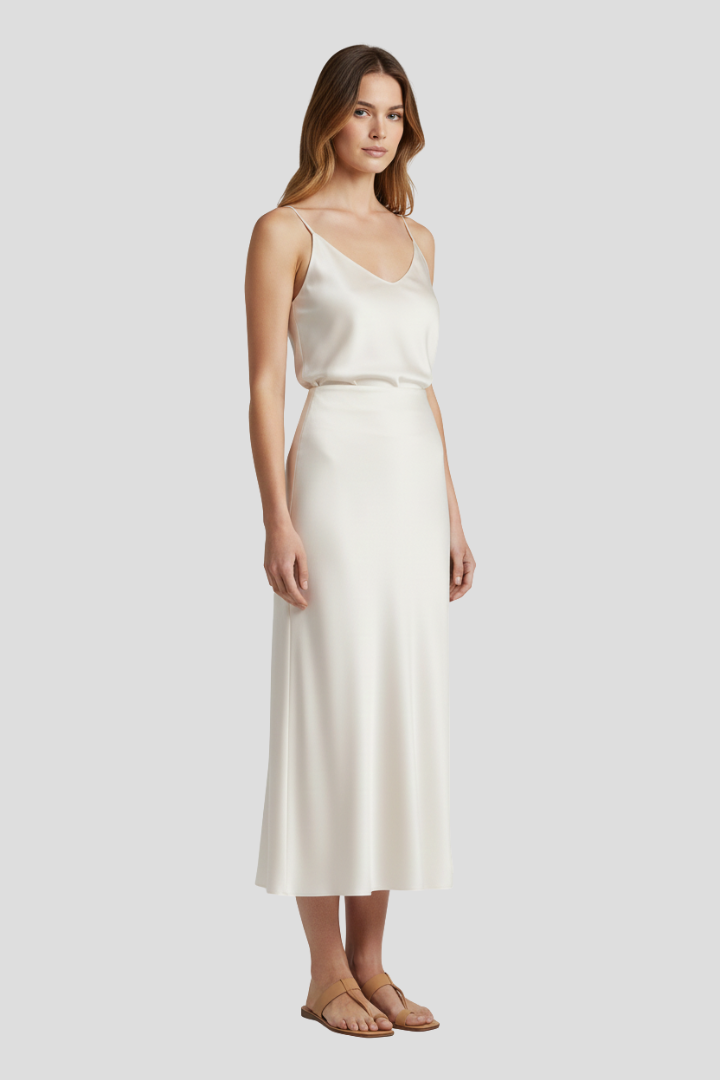 Nova | Women's Midi Skirt | High Waist Draped Cut