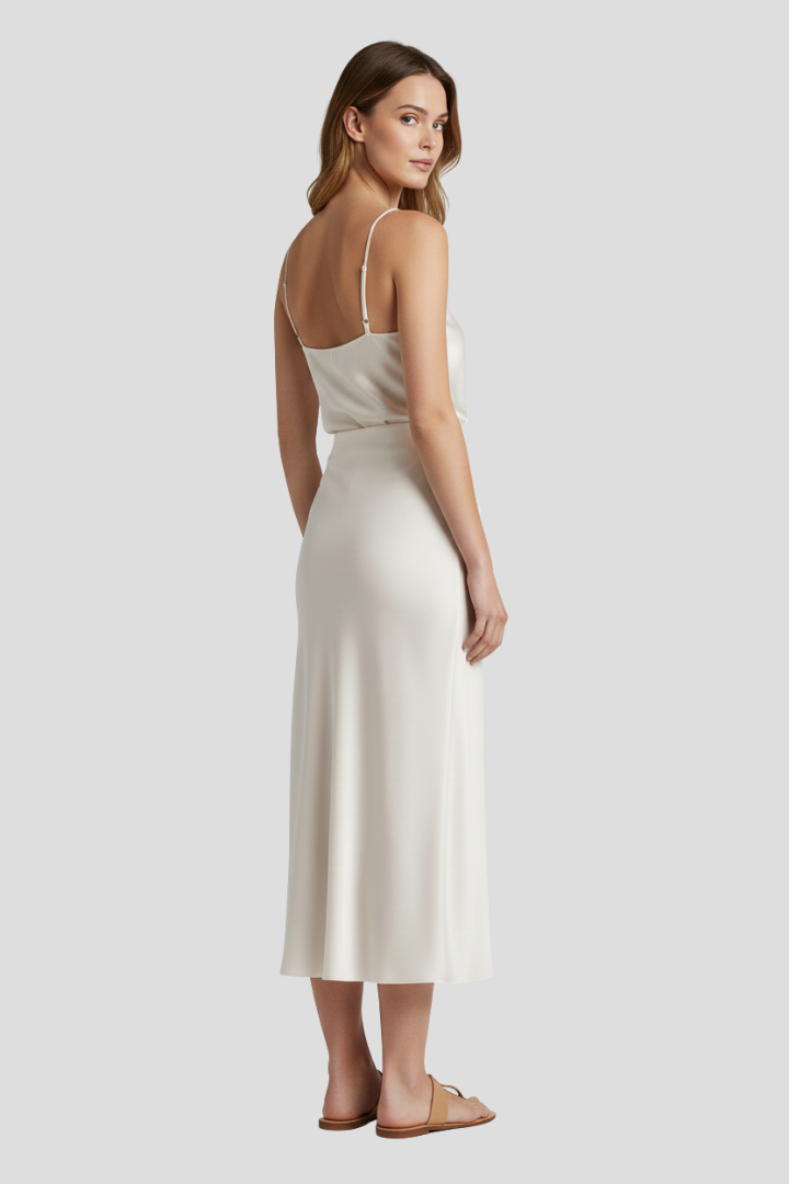 Nova | Women's Midi Skirt | High Waist Draped Cut