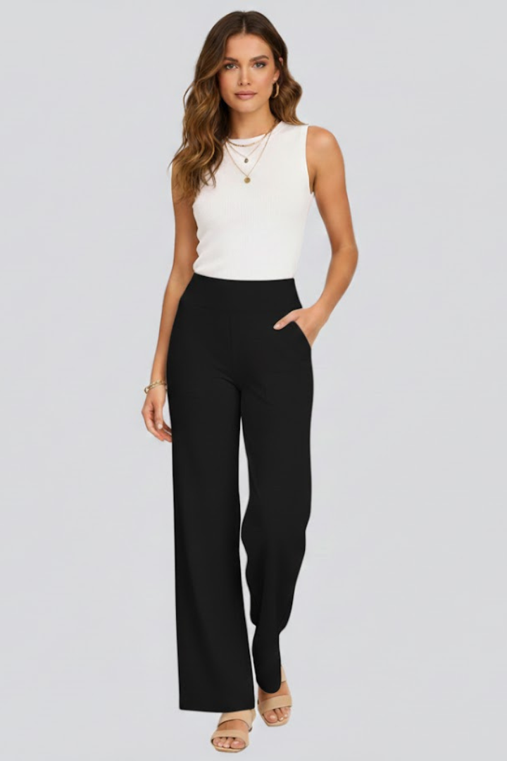 Vesna | Women's Trousers | Wide-Leg High Waist Side Pockets