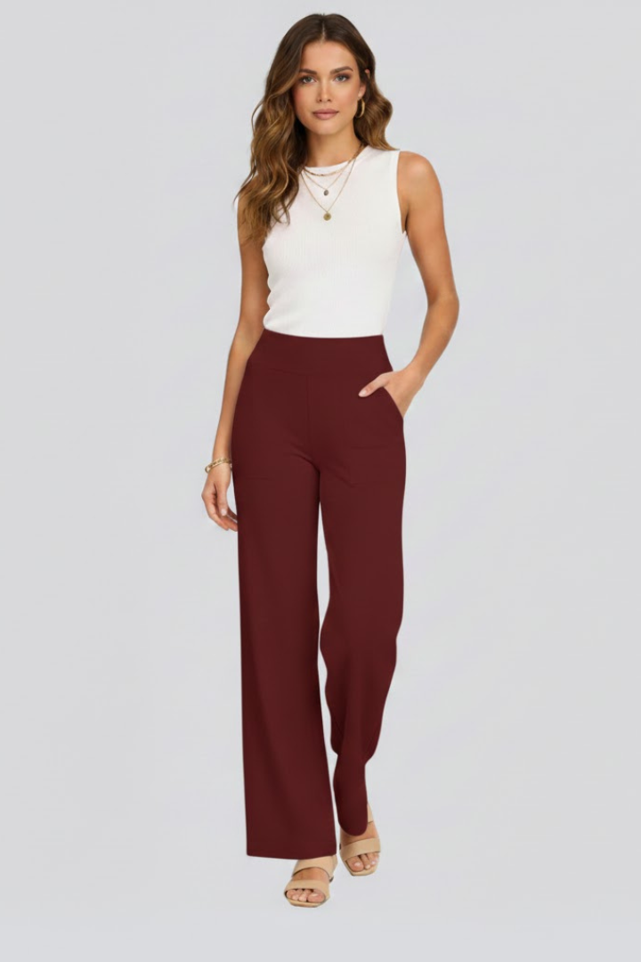 Vesna | Women's Trousers | Wide-Leg High Waist Side Pockets