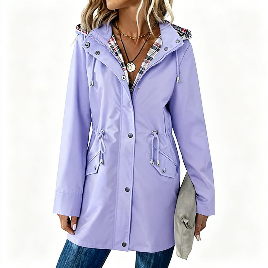 Hind | Women's Long Hooded Rain Jacket | Drawstring Waist
