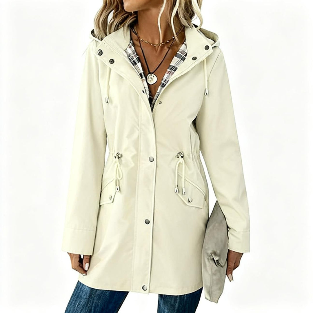 Hind | Women's Long Hooded Rain Jacket | Drawstring Waist