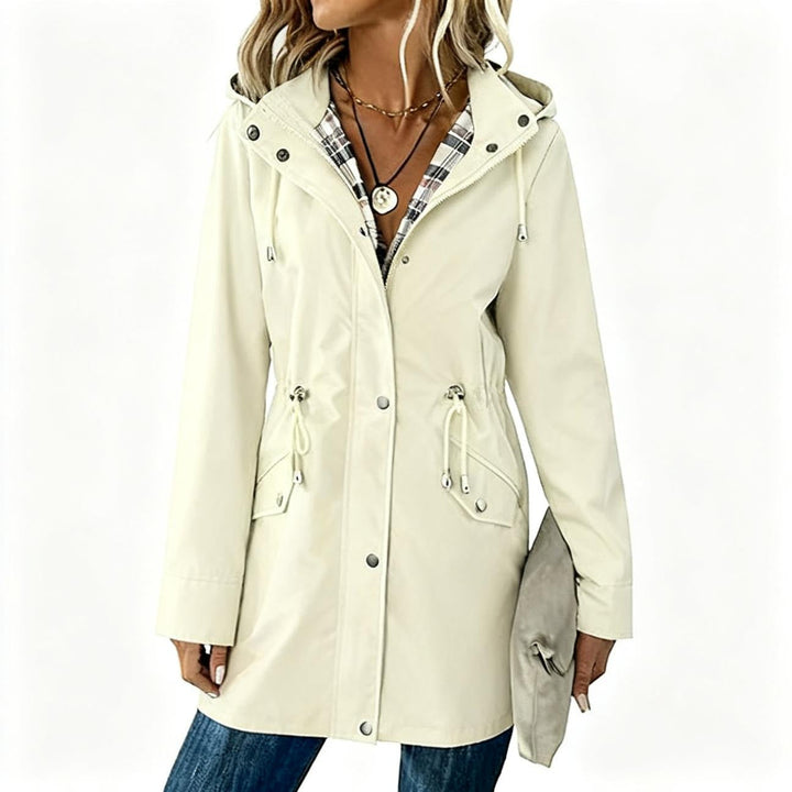 Hind | Women's Long Hooded Rain Jacket | Drawstring Waist
