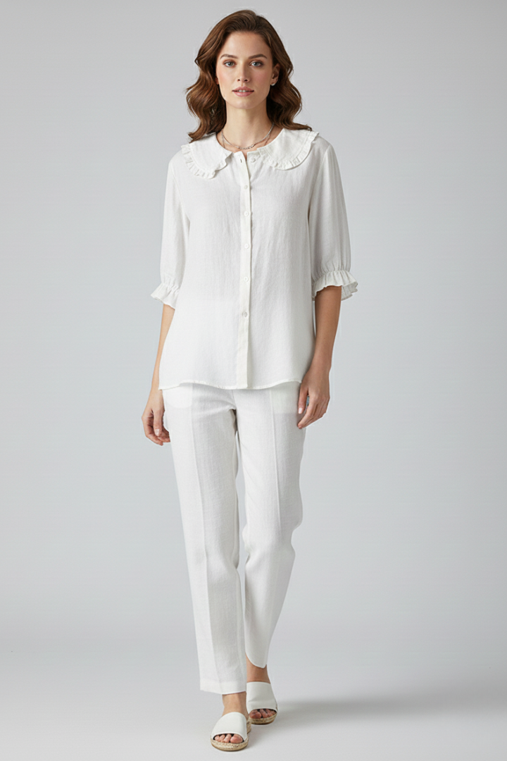 Tove | Women's Shirt | Ruffled Collar Buttons