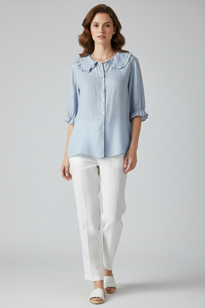 Tove | Women's Shirt | Ruffled Collar Buttons