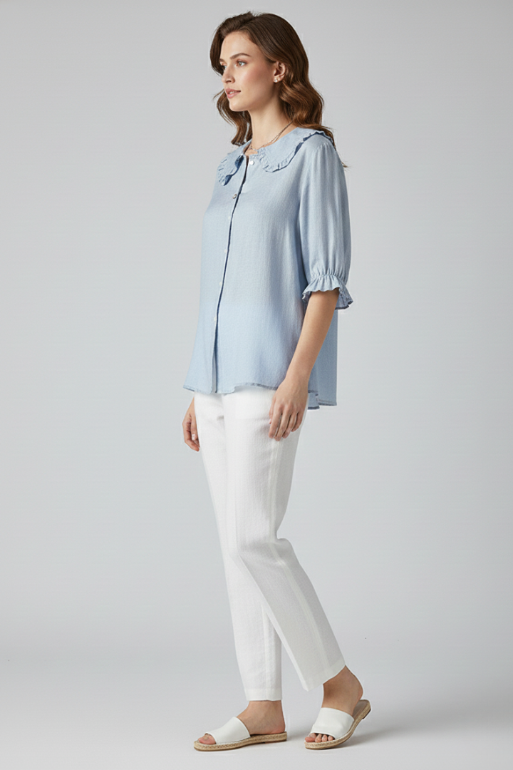 Tove | Women's Shirt | Ruffled Collar Buttons
