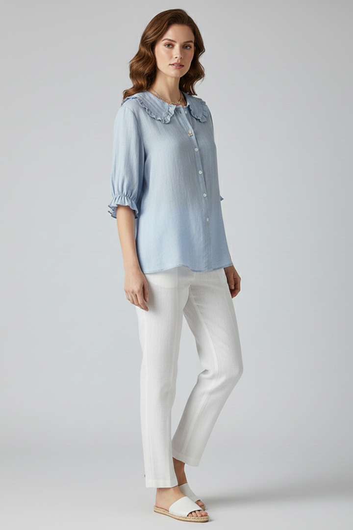 Tove | Women's Shirt | Ruffled Collar Buttons