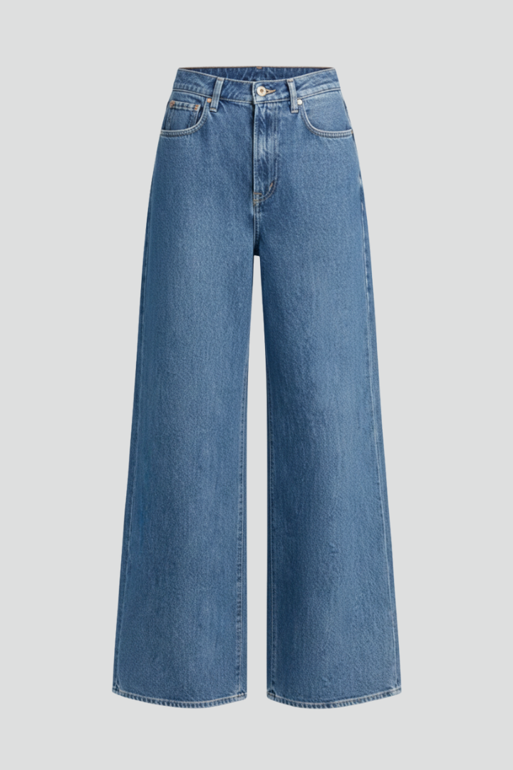 Affa | Women's Jeans | Wide-Leg Button Fastening High Waist