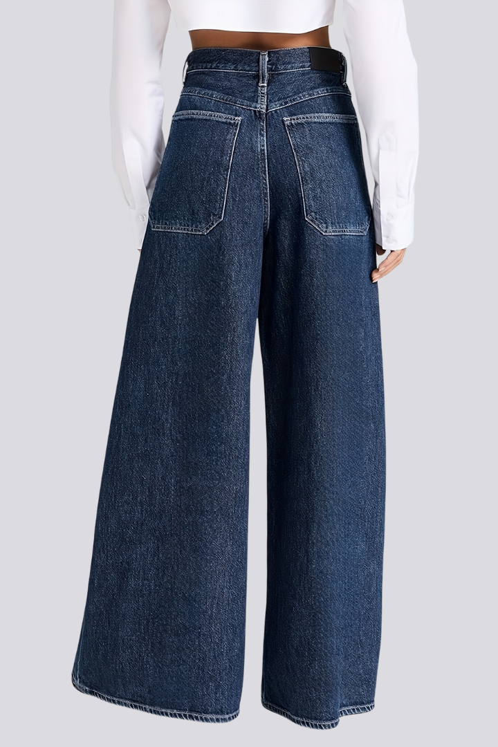 Affa | Women's Jeans | Wide-Leg Button Fastening High Waist