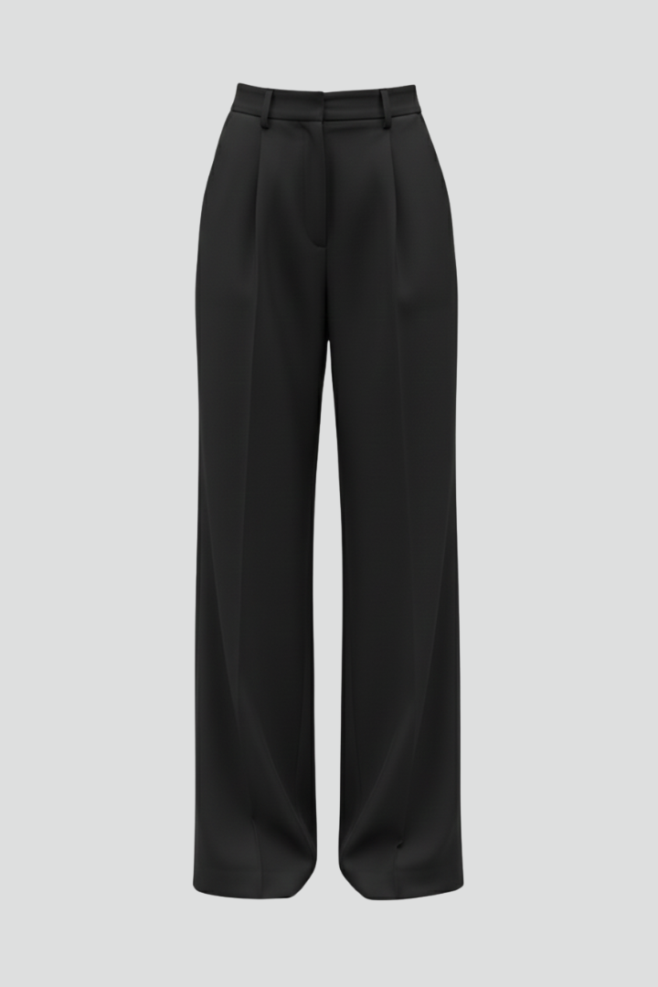 Kirsti | Women's Trousers | Wide-Leg High Waist Front Pleats