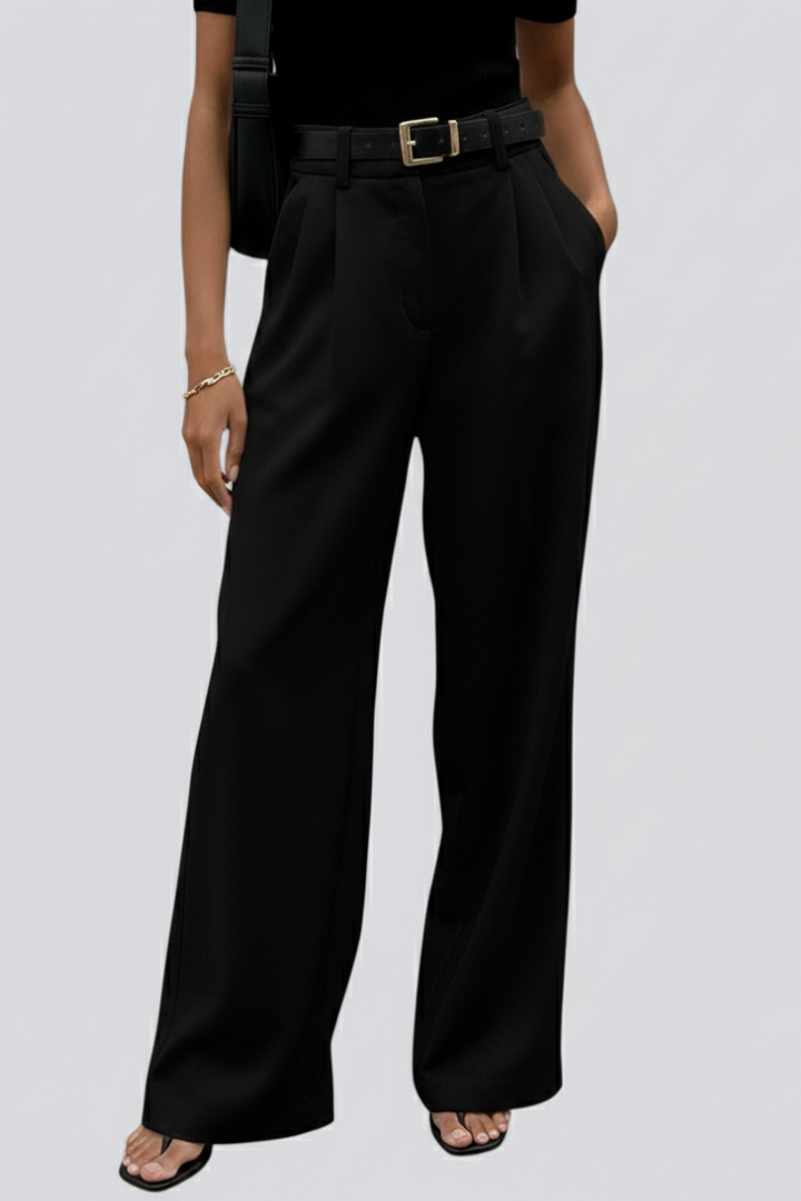 Kirsti | Women's Trousers | Wide-Leg High Waist Front Pleats