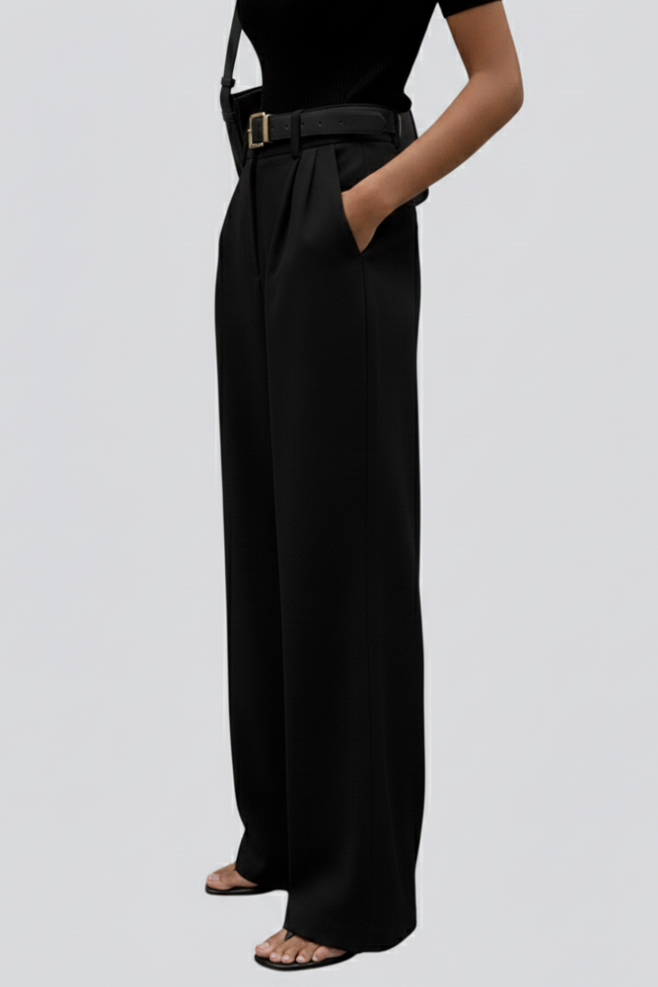 Kirsti | Women's Trousers | Wide-Leg High Waist Front Pleats