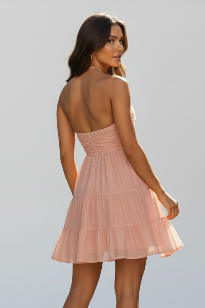 Vera | Women's Halter Mini Dress | Tiered Ruffle Skirt