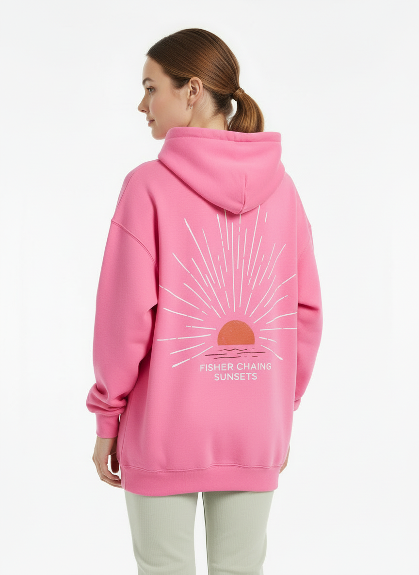 Women's Oversized Graphic Pullover Hoodie - Pink