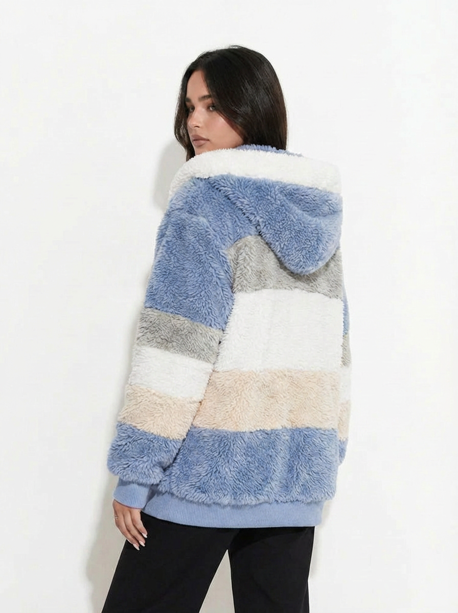 Women's Striped Fleece Zip Hoodie side
