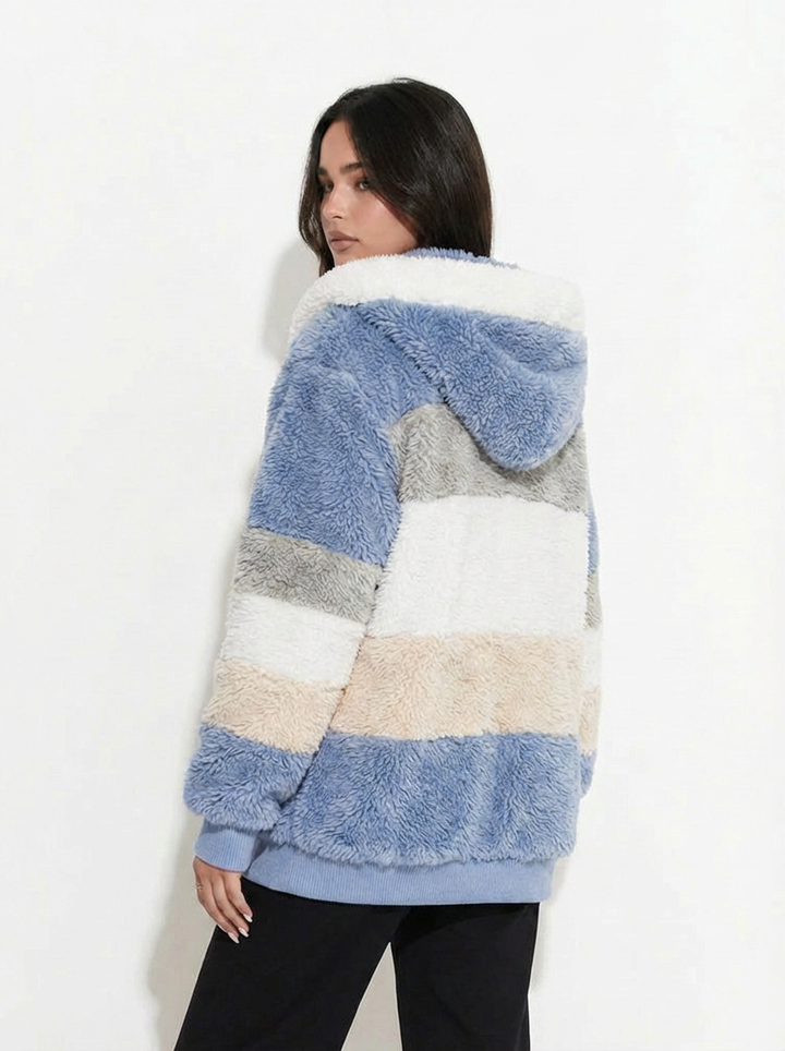 Women's Striped Fleece Zip Hoodie side