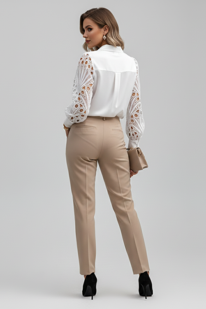 Zinnia | Women's Blouse | Lace Sleeves Button Cuffs