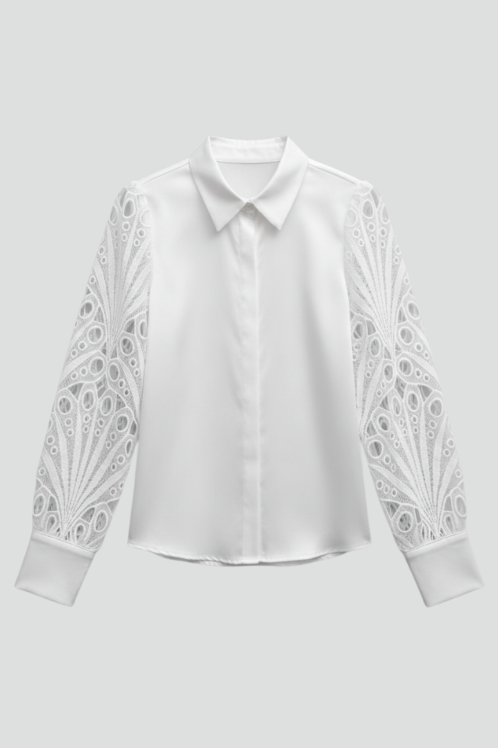 Zinnia | Women's Blouse | Lace Sleeves Button Cuffs