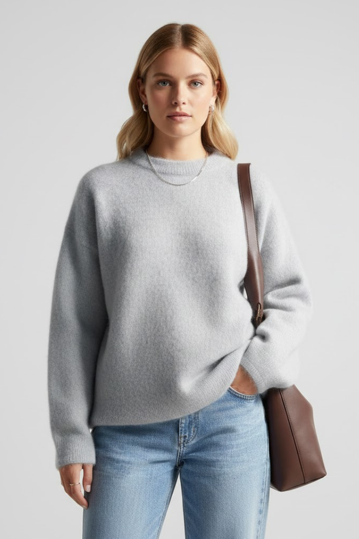 Xandra | Women's Sweater | Round Neckline Dropped Shoulders Knitted