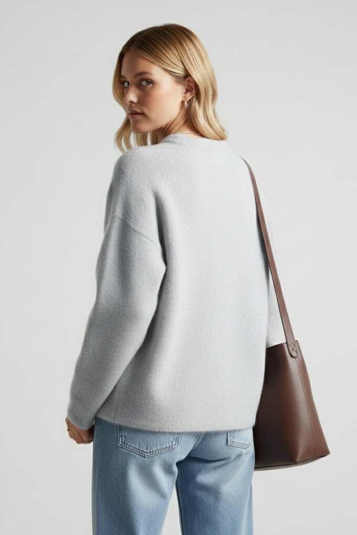 Xandra | Women's Sweater | Round Neckline Dropped Shoulders Knitted