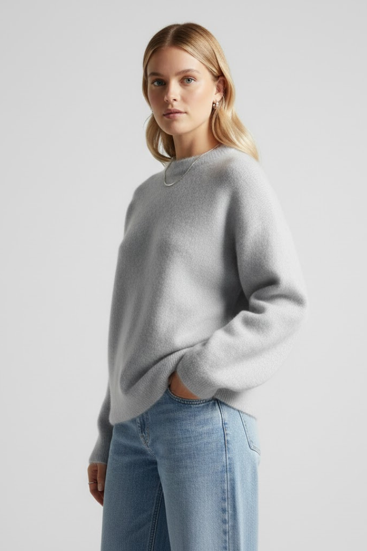 Xandra | Women's Sweater | Round Neckline Dropped Shoulders Knitted