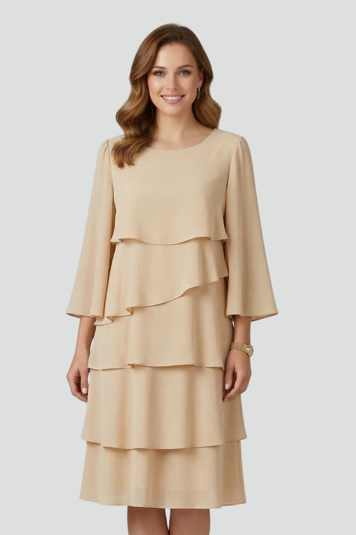 Herrad | Women's Layered Dress | Long Sleeves Tiered Skirt