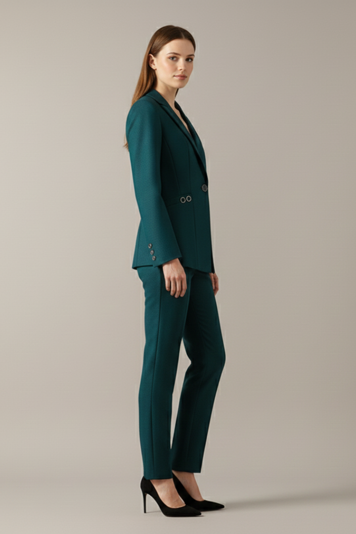 Cleo | Women's Blazer Set | One Button Straight Trousers
