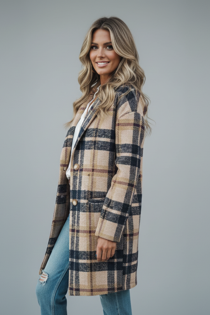 Ambrosia | Women's Long Coat | Button Closure & Pockets