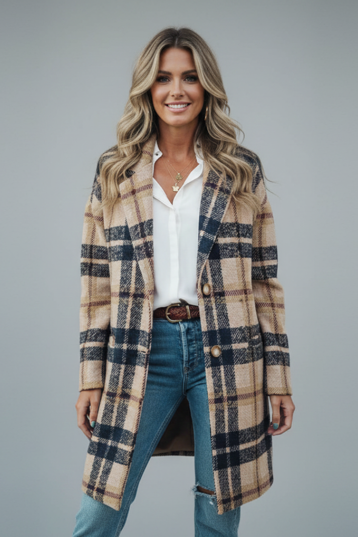 Ambrosia | Women's Long Coat | Button Closure & Pockets