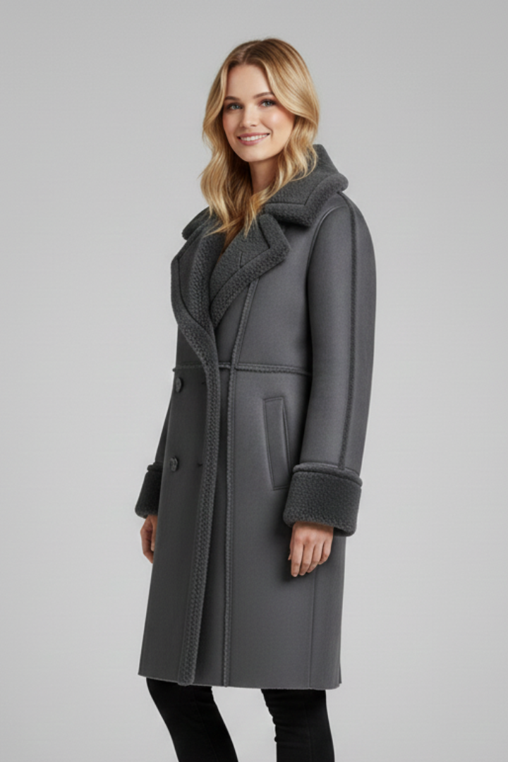 Kore | Women's Long Coat | Lapel Collar & Buttons
