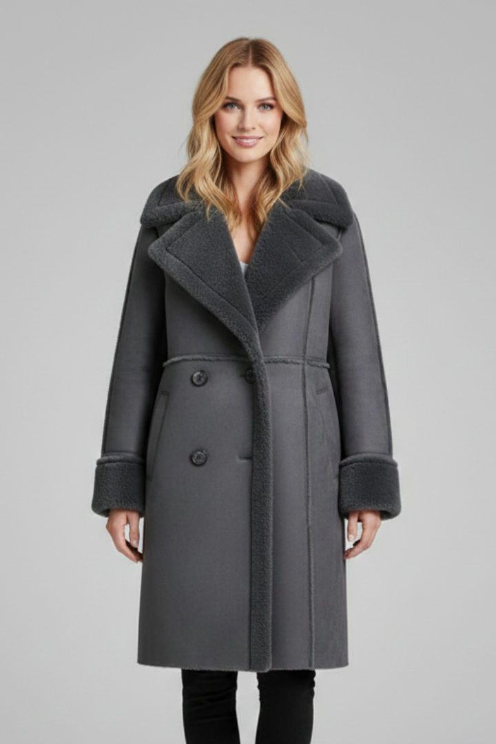 Kore | Women's Long Coat | Lapel Collar & Buttons