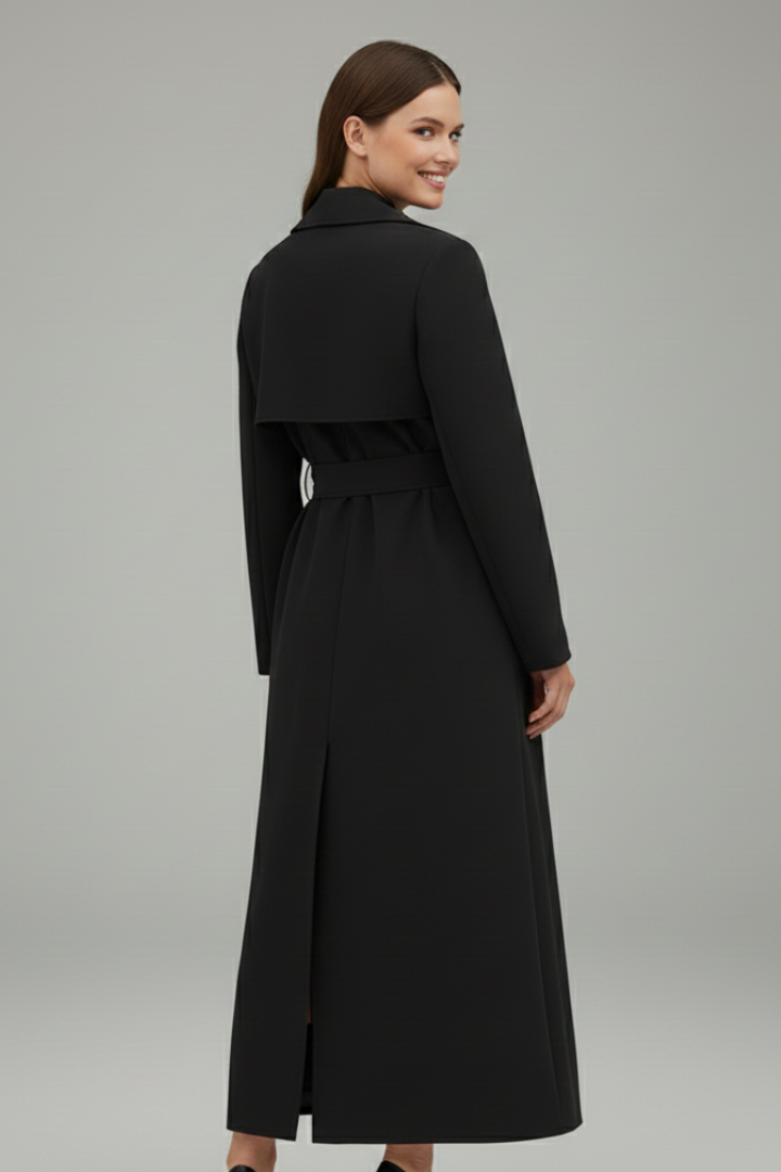 Prisca | Women's Long Trench Coat with Belt & Buttons