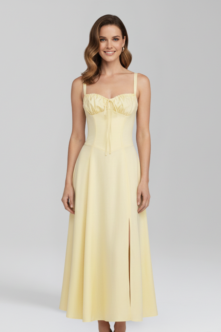 Vera | Women's Midi Dress | Shoulder Straps Patterned Skirt
