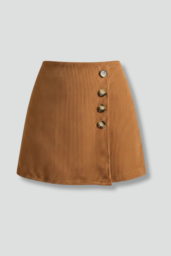 Oala | Women's A-Line Skirt | Side Buttons Ribbed