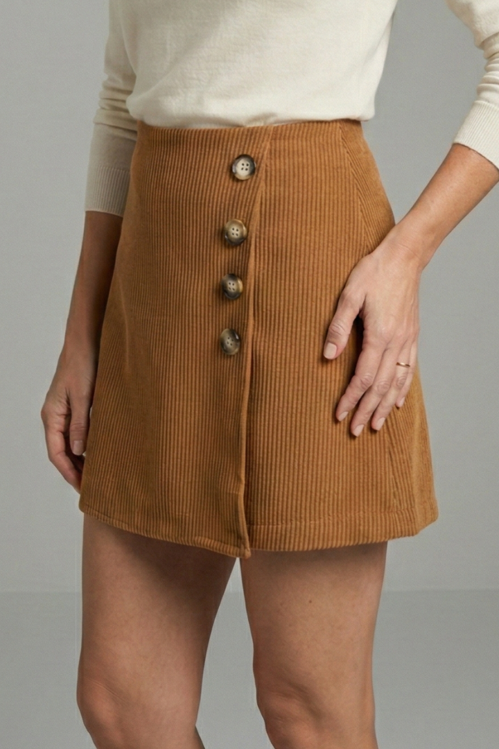 Oala | Women's A-Line Skirt | Side Buttons Ribbed