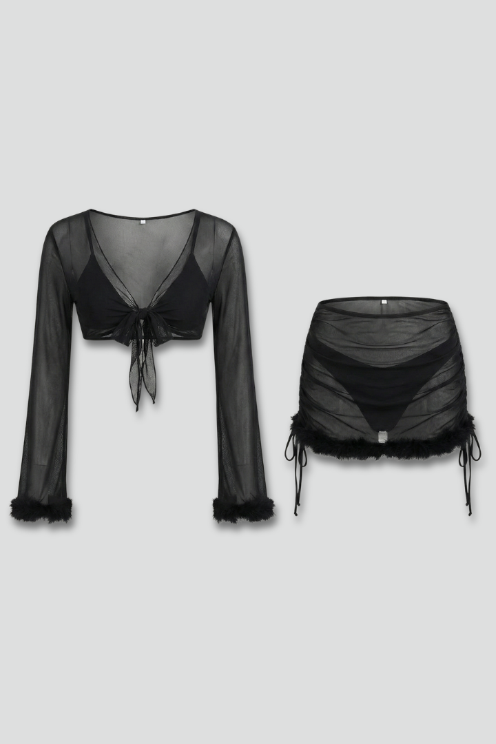 Rala | Women's Bikini Set | Sheer Top Skirt