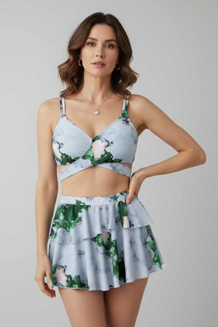 Nala | Women's Bikini Set | Wrap Top Flared Skirt