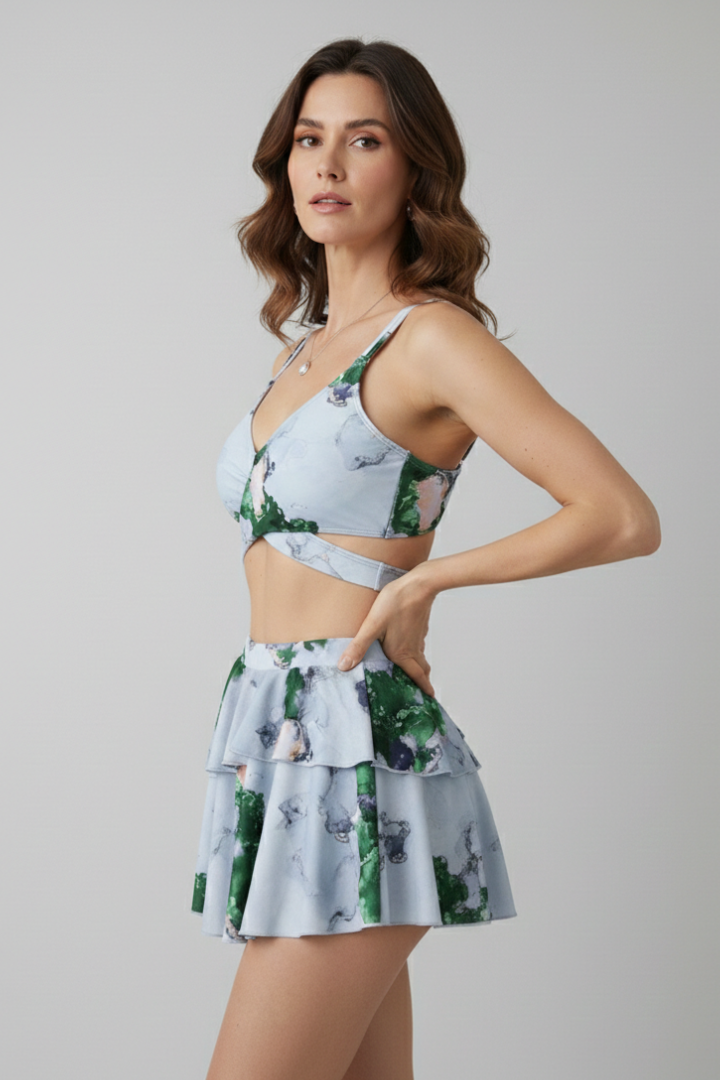 Nala | Women's Bikini Set | Wrap Top Flared Skirt