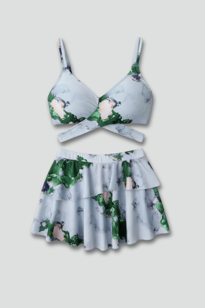 Nala | Women's Bikini Set | Wrap Top Flared Skirt