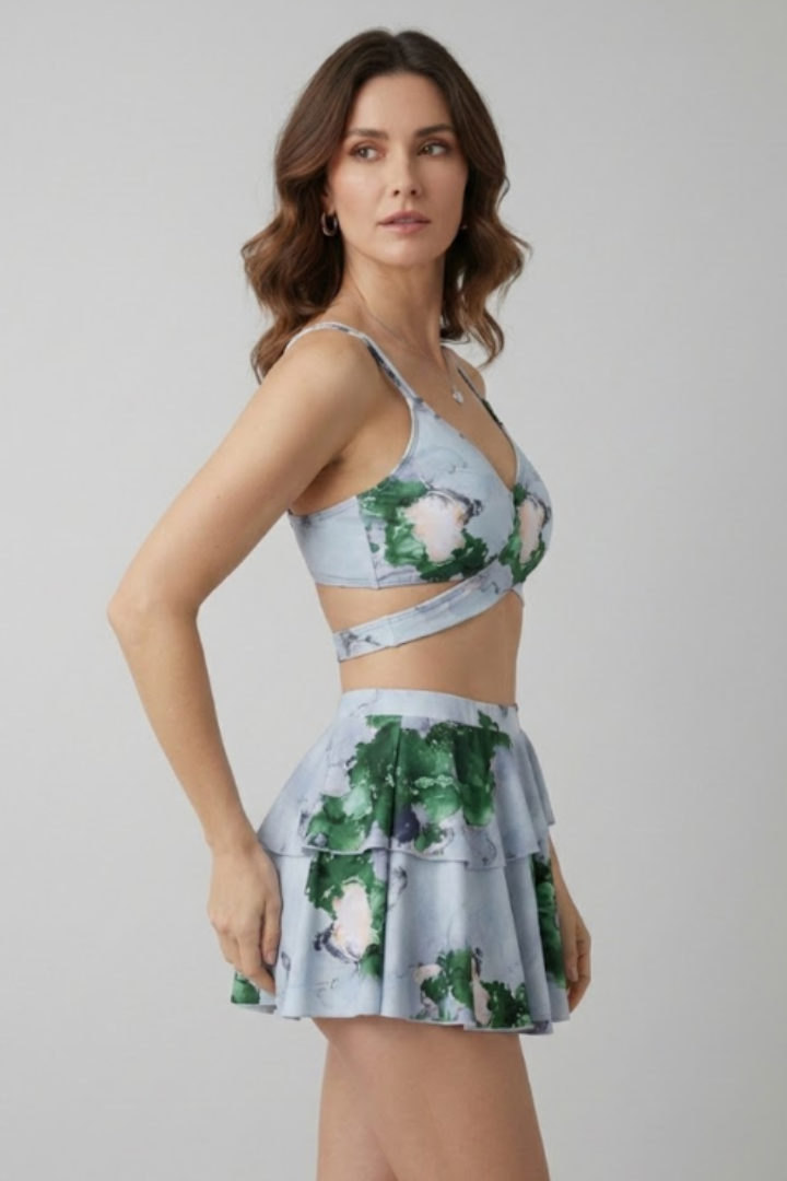 Nala | Women's Bikini Set | Wrap Top Flared Skirt