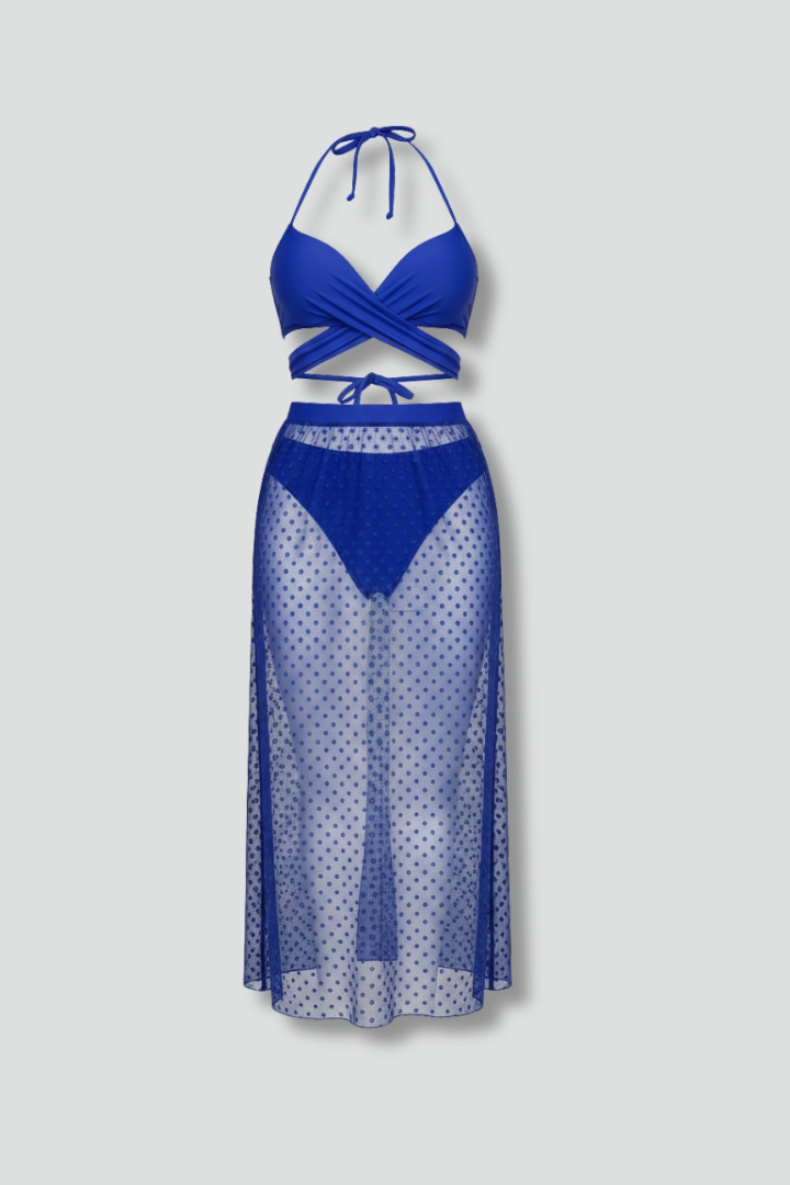 Orithya | Women's Bikini Set | Wrap Top Mesh Skirt