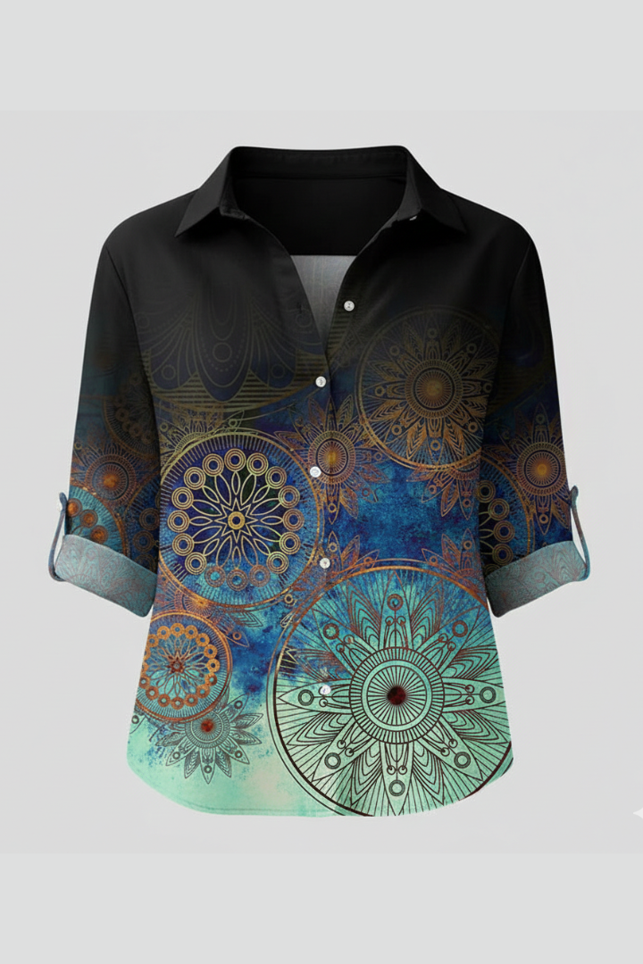 Odette | Women's Blouse | Button Closure Mandala Print