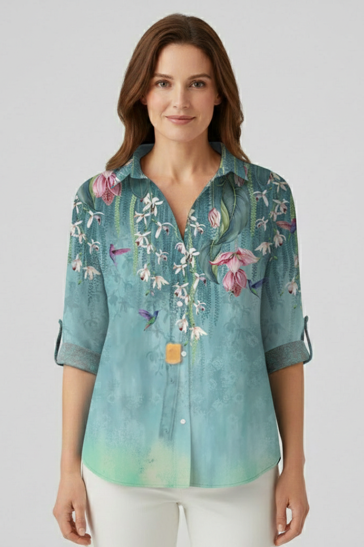 Odette | Women's Blouse | Button Closure Mandala Print